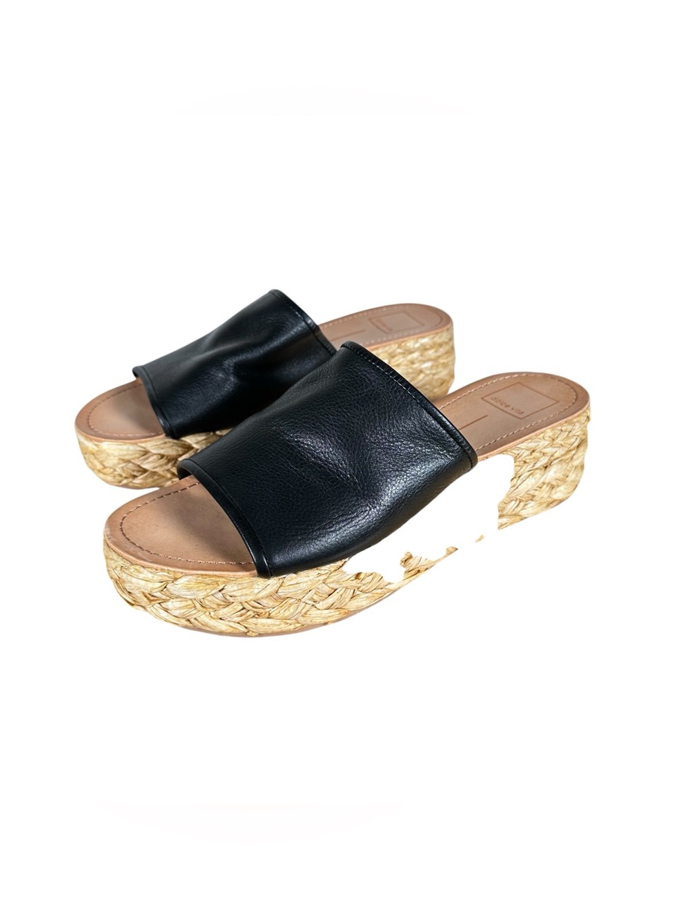 DOLCE VITA Chavi Raffia Platform Slide Leather Sandals - Picture 3 of 9